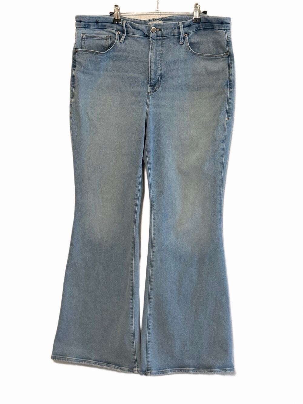 Good American Women's Light Wash Blue Flared Denim Jeans 5-Pocket, Size 16